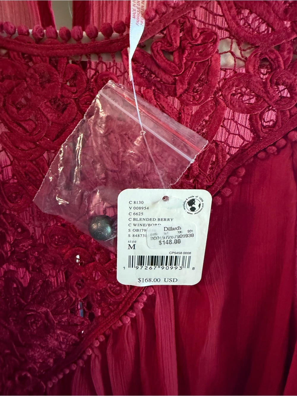 NWT Free People Sunshine of Love Mini Dress Berry Boho Lace, M - Picture 4 of 6